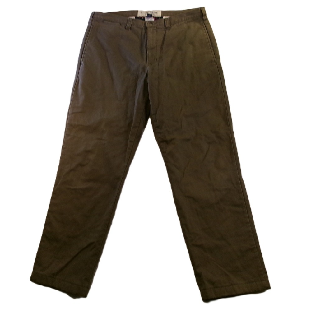 Lands‎ End Mens 36 The Legacy Chino Olive Drab Plaid Flannel Lined Pants